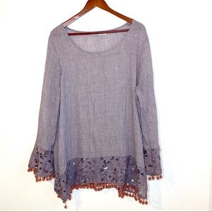 RETRO THREADS Lagenlook Purple Tunic Top